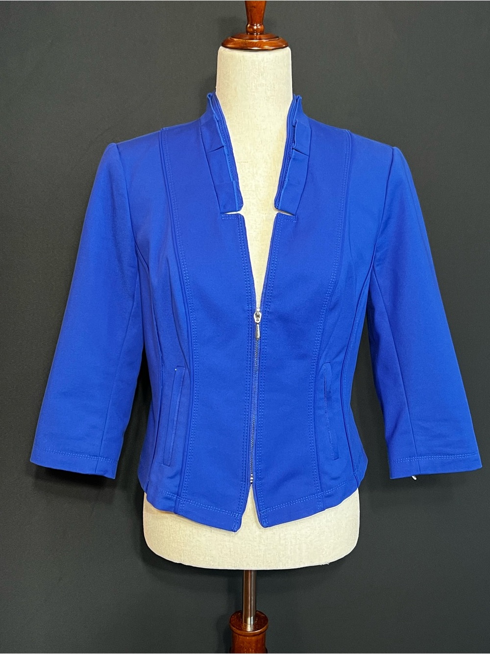 White House Black Market Cobalt Blue Zip-Front Blazer